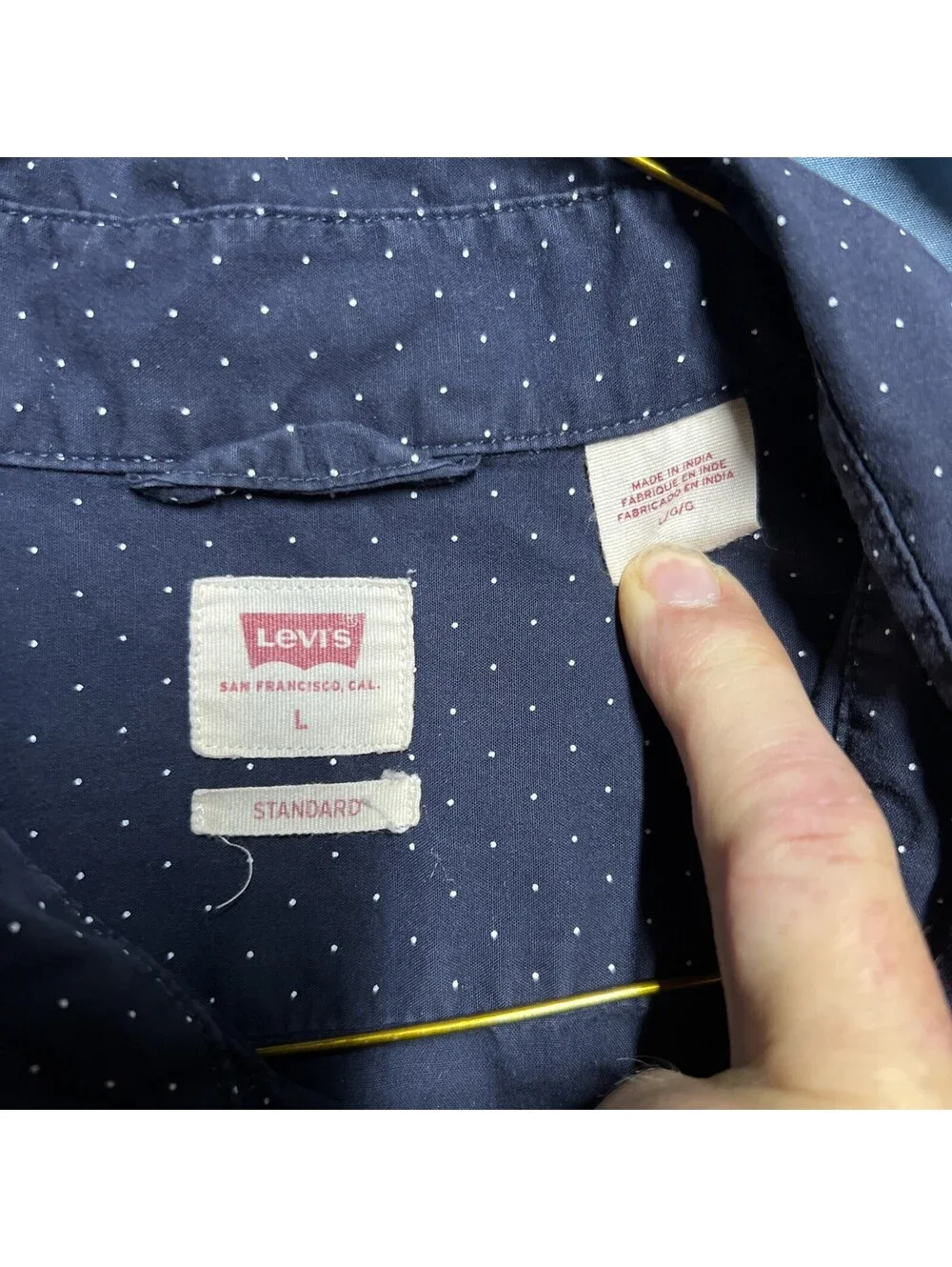 Levi’s Blue Tiny Dot Shirt Long Sleeve L  - 1208-2G